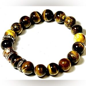 Genuine Tiger eye Bracelet Genuine 10mm Round Tiger eye Bracelet unisex